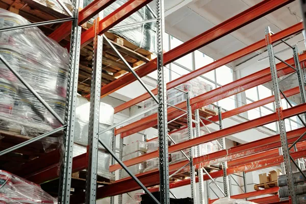 Pallets of packaged goods in a warehouse